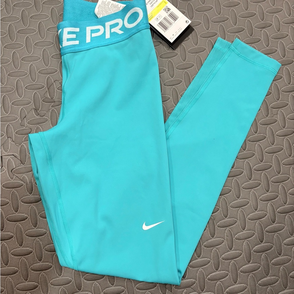 Nike Turquoise/Turquoise Pro High-Waist Athletic Leggings